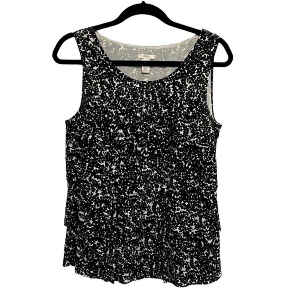 J. Crew Layered Printed Floral Silk Black and White Top Size 4